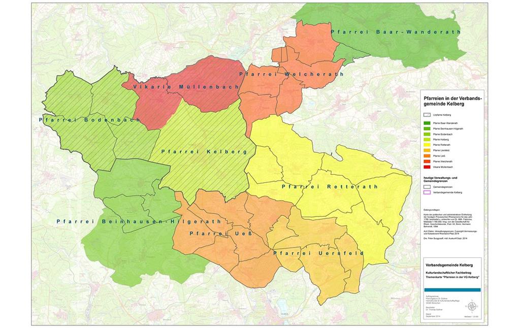 Karte der katholischen Pfarreien in der Verbandsgemeinde Kelberg (2014)
