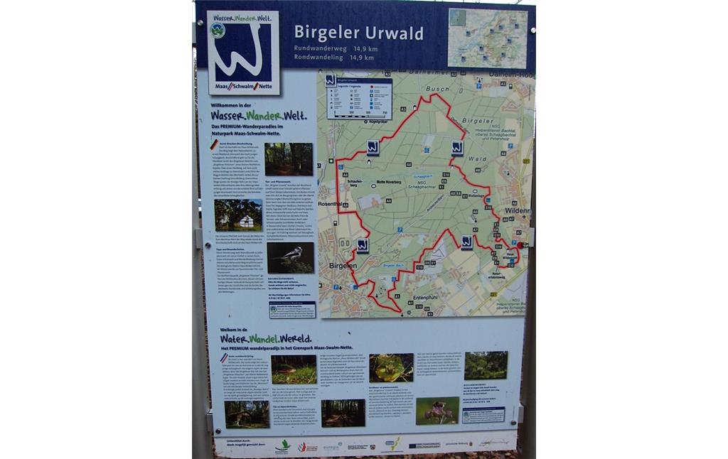 Hinweisschild "Birgeler Urwald" am Haus Wildenrath bei Wegberg (2012)