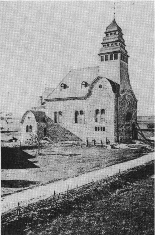 Historische Aufnahme: Der Bau der St. Agatha-Filialkirche in Bongard (undatiert, zwischen 1914 und 1918).