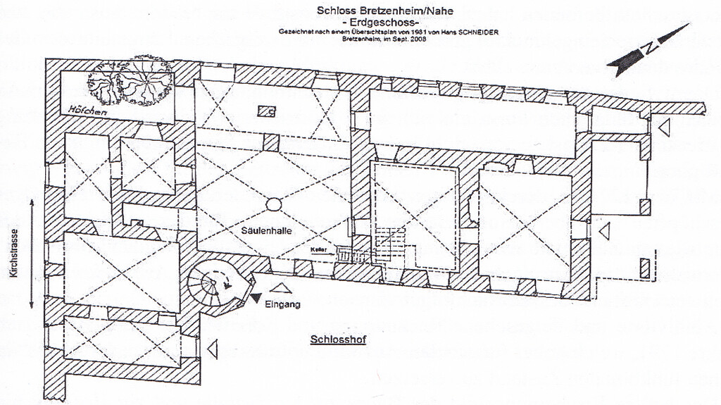 Grundriss des Bretzenheimer Schlosses (2008)