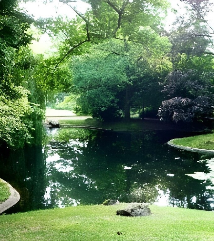 Der heutige Schlossgarten in Kirchheimbolanden hat den Charakter eines englischen Landschaftsgartens (2023)