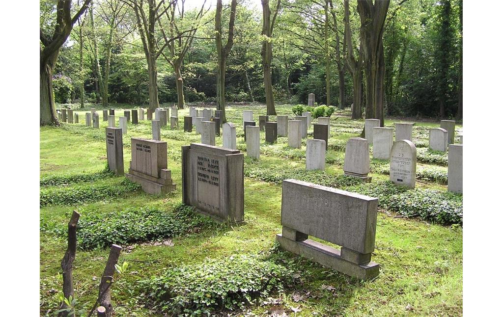 Gräberreihen auf dem neuen Jüdischen Friedhof auf dem Waldfriedhof in Duisburg (2005).