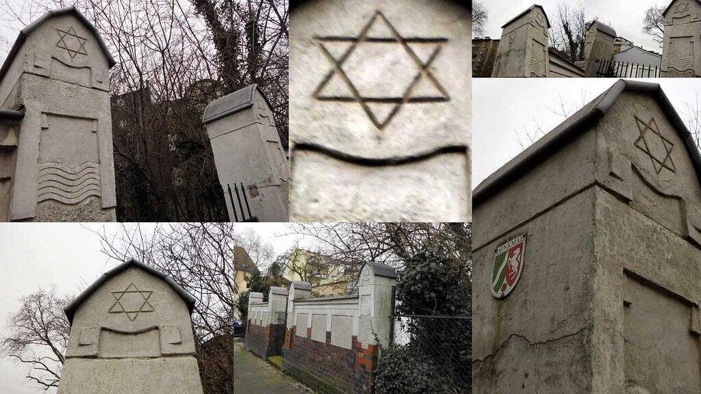 Detailaufnahmen der Mauer des ehemaligen jüdischen Friedhofs in Duisburg-Ruhrort (2020).