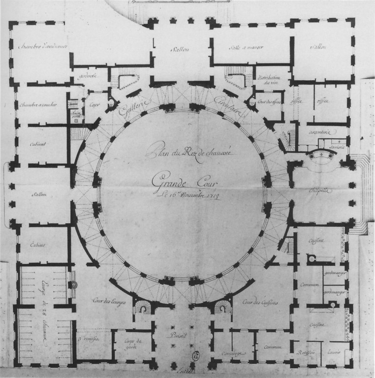 Grundriss des Poppelsdorfer Schlosses aus der Feder des Architekten Robert de Cotte (1656-1735) aus dem Jahre 1715