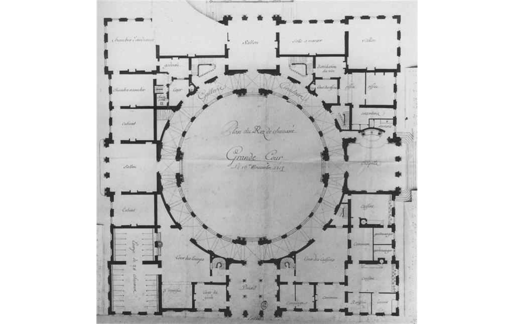 Grundriss des Poppelsdorfer Schlosses aus der Feder des Architekten Robert de Cotte (1656-1735) aus dem Jahre 1715