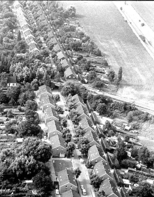 Siedlung Hegemannshof 1 der Zeche Zollverein in Essen-Katernberg, Luftbild 1982