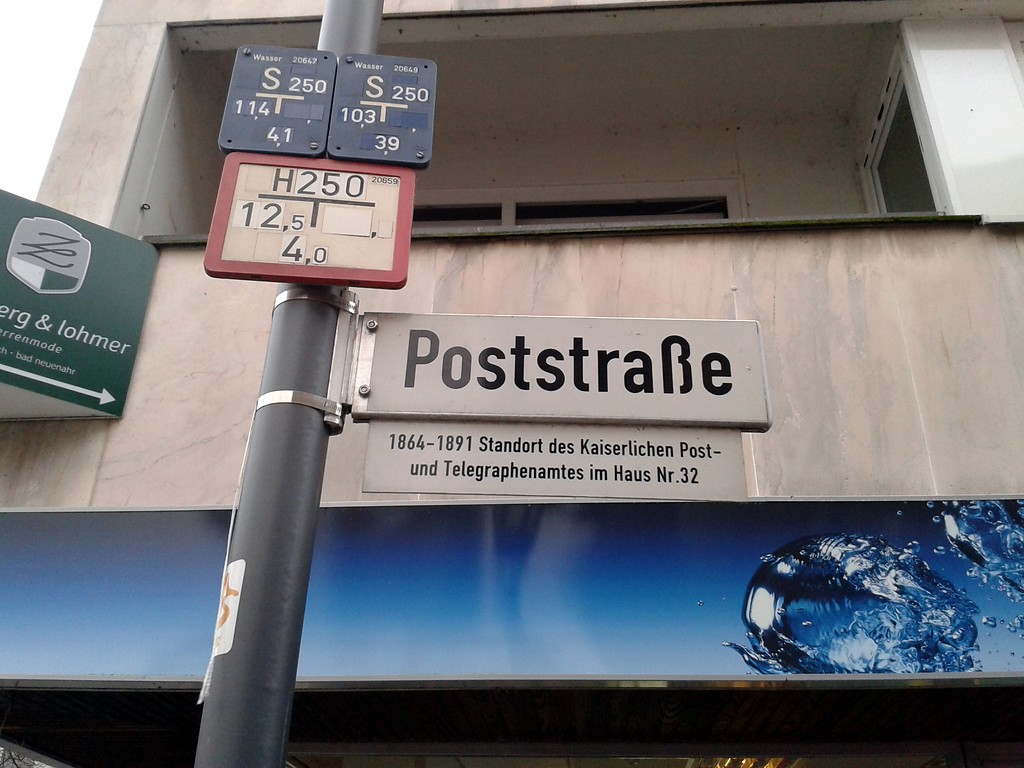 Straßennamensschild der Poststraße in Bad Neuenahr (2015)