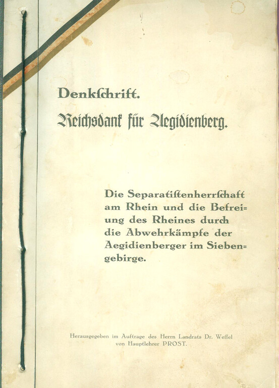Denkschrift Reichsdank für Aegidienberg von Hauptlehrer Prost , 1927 / Siebengebirgsmuseum (2022)