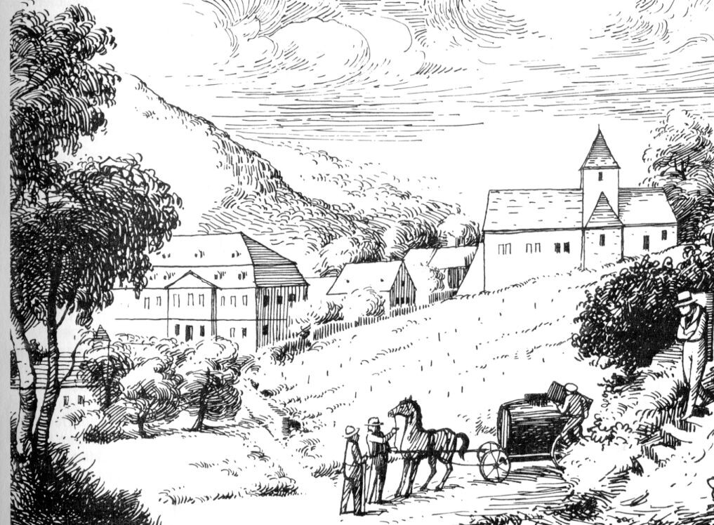 Zeichnung der Klosterkirche St. Johann in Albersweiler (Frühes 19. Jahrhundert)