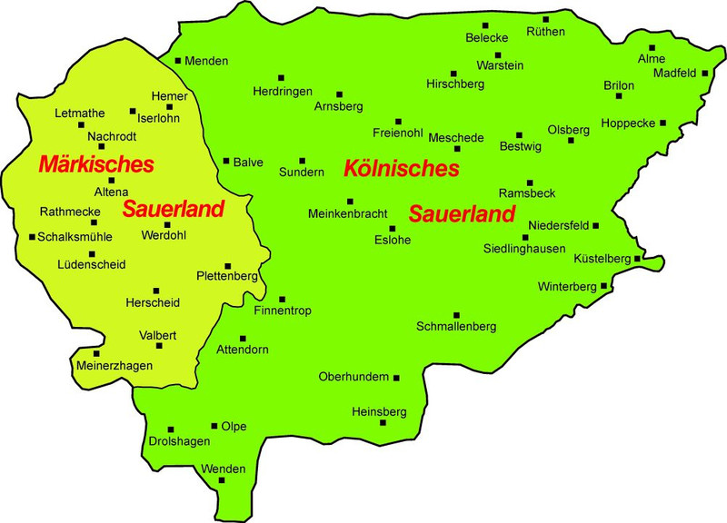 Karte der Kulturlandschaft Sauerland
