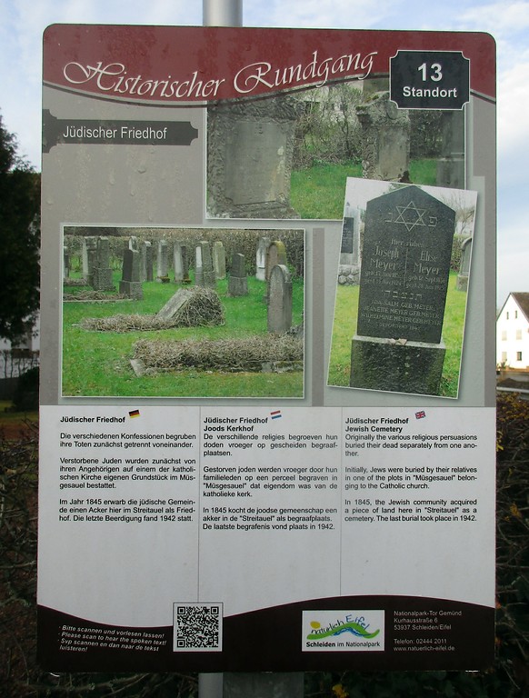 Informationstafel zum jüdischen Friedhof Gemünd in der Kölner Straße (2016)