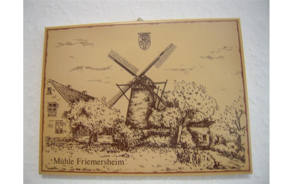 Friemersheimer Mühle in Duisburg-Rheinhausen in einer historischen Darstellung.