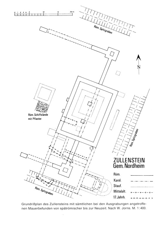 Grundrissplan des Zullensteins bei Biblis-Nordheim (1989)