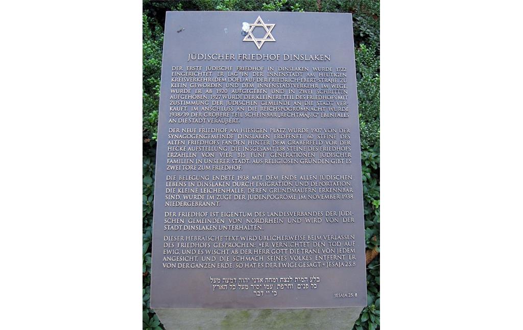 Gedenkstein auf dem jüdischen Friedhof (2011)