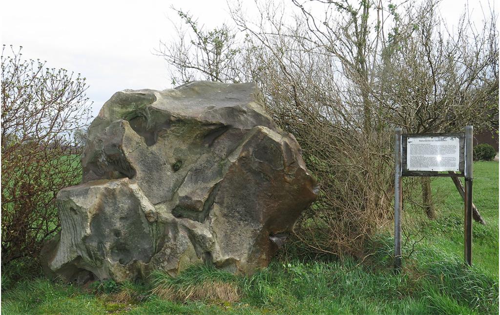 Der Teufelsstein im Ortsteil Weselerwald ist ein einzigartiges Naturdenkmal innerhalb der Gemeinde Schermbeck (2014).