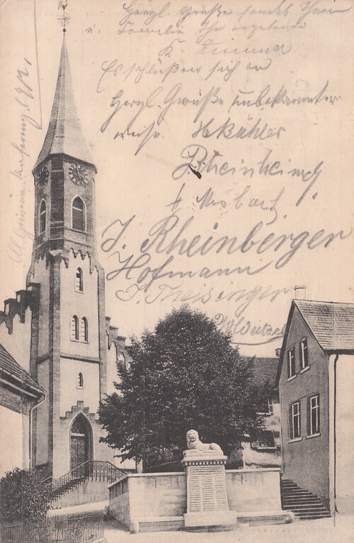 Historische Postkarte mit dem Motiv Kriegerdenkmal (1912).