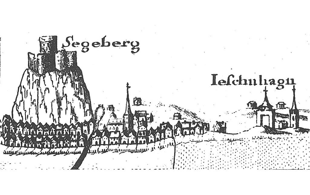 Burg Segeberg - Ansicht von Burg und Stadt 1650