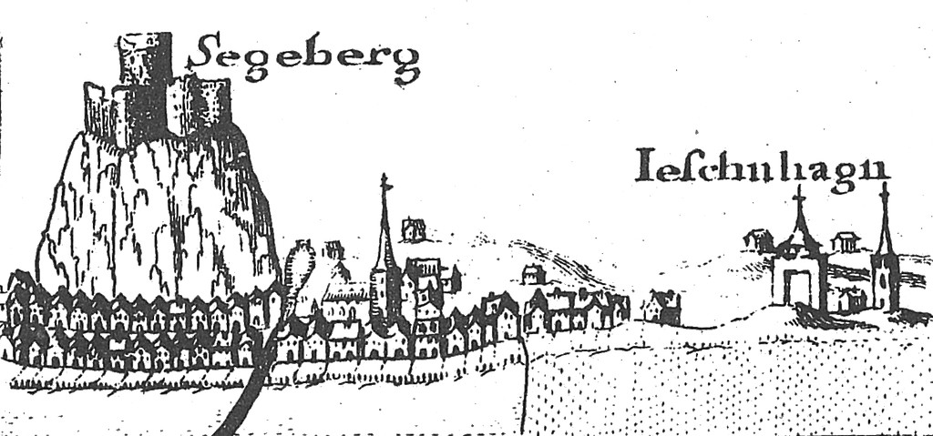 Burg Segeberg - Ansicht von Burg und Stadt 1650
