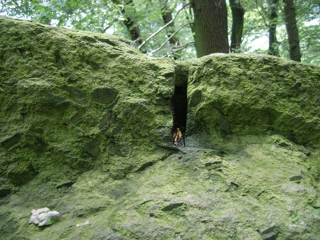 Spaltspuren des historischen Steinabbaus Drachenfels bei Königswinter (2012)