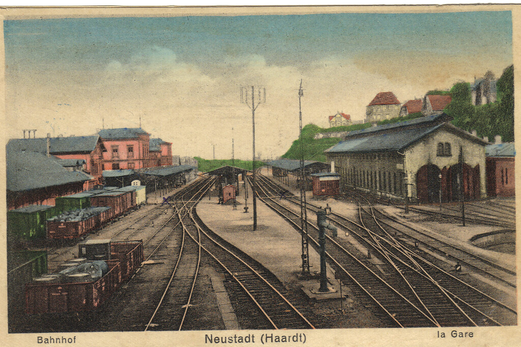 Postkarte Blick auf den Hauptbahnhof und der alten Betriebswerkstätte (1925)