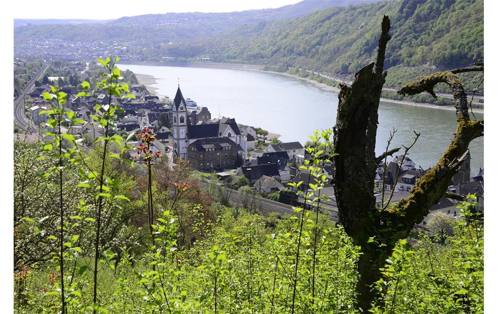Blick auf die Ortsgemeinde Kamp-Bornhofen am Rhein mit dem Kloster Bornhofen (2017)