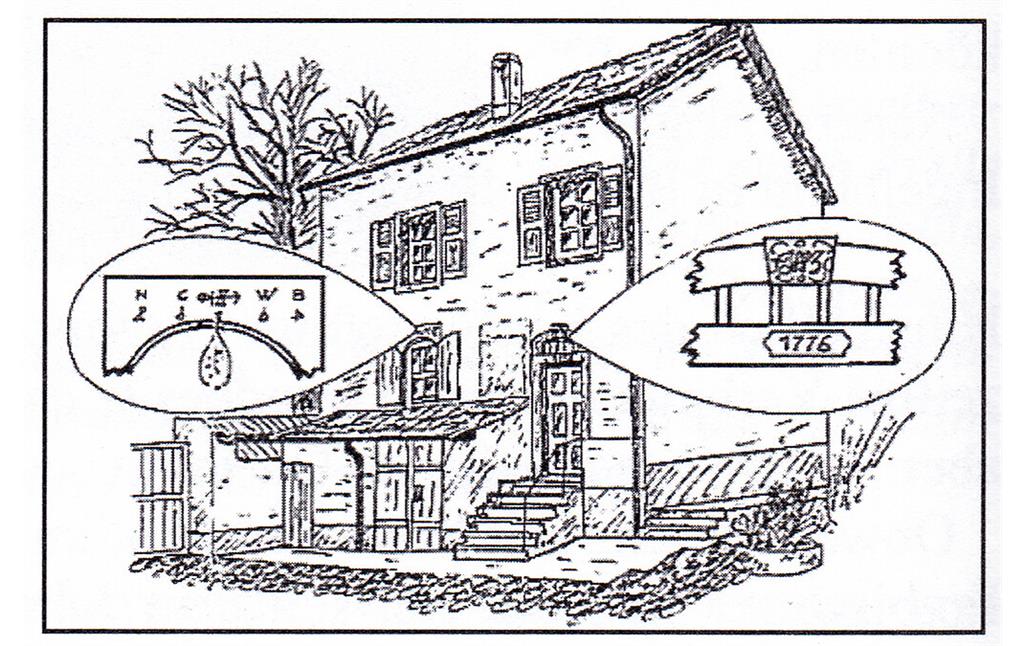 Zeichnung des Falkensteiner Hofs in Bretzenheim von Hans Schneider (1990er Jahre)