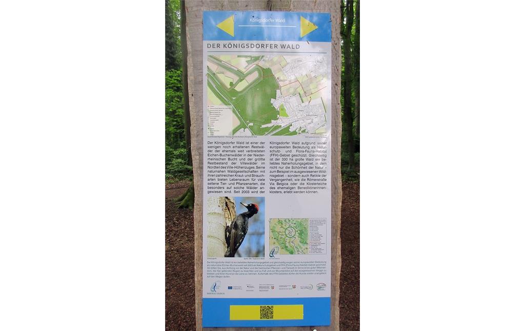 Informationstafel zum Königsdorfer Wald am Besucherparkplatz bei Pulheim-Dansweiler (2019).