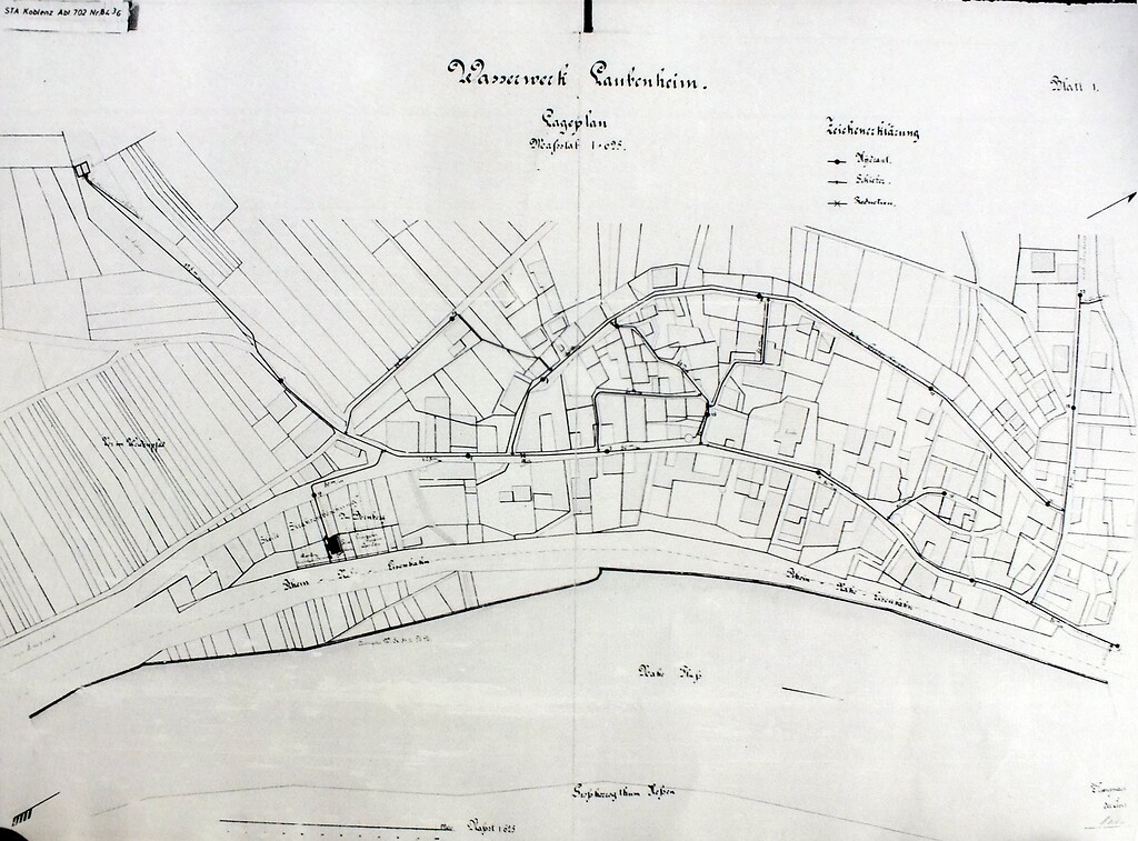 Planzeichnung des neuen Wasserwerks von Laubenheim a. d. Nahe (1901)
