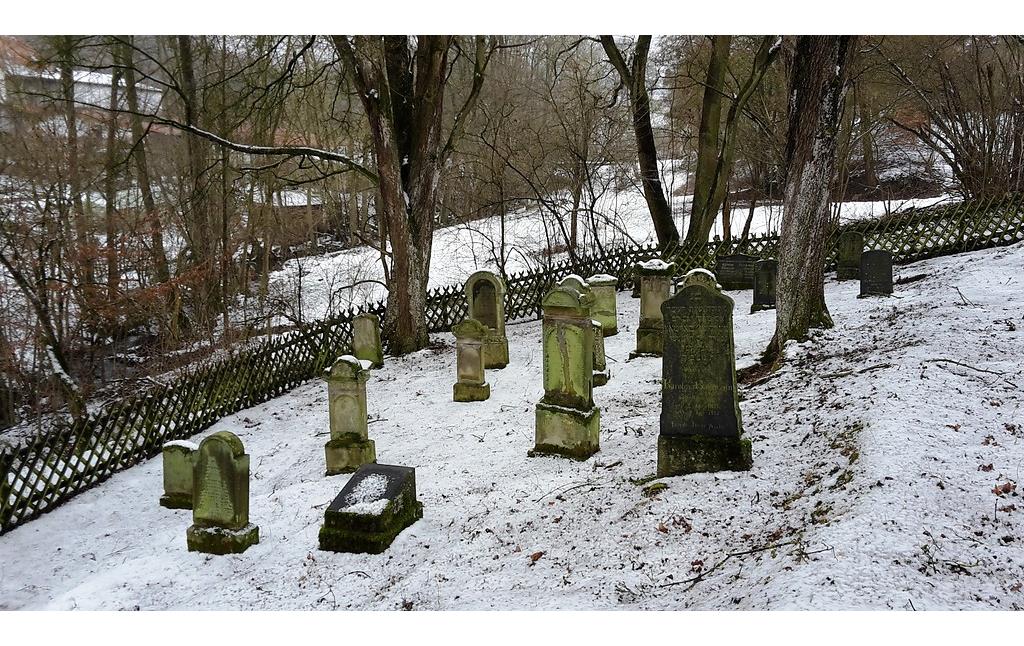 Grabsteine des Jüdischen Friedhof Unterm Bingelsberg bei Dörrebach, Blickrichtung Westen (2017)