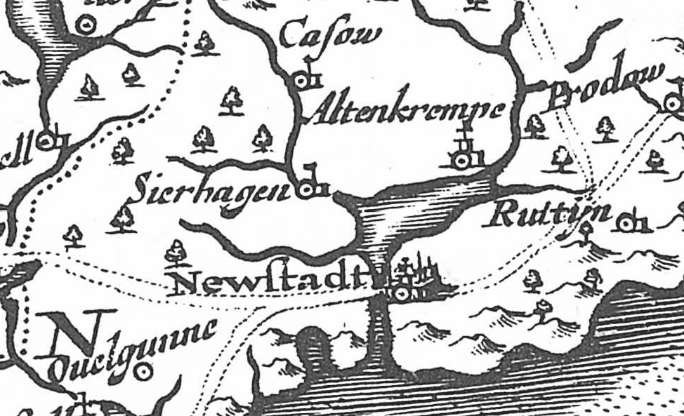 Burg und Gut Sierhagen in einer Karte von 1652