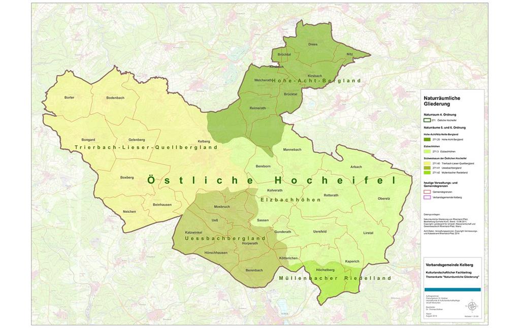 Karte der naturräumlichen Gliederung der Verbandsgemeinde Kelberg (2014)