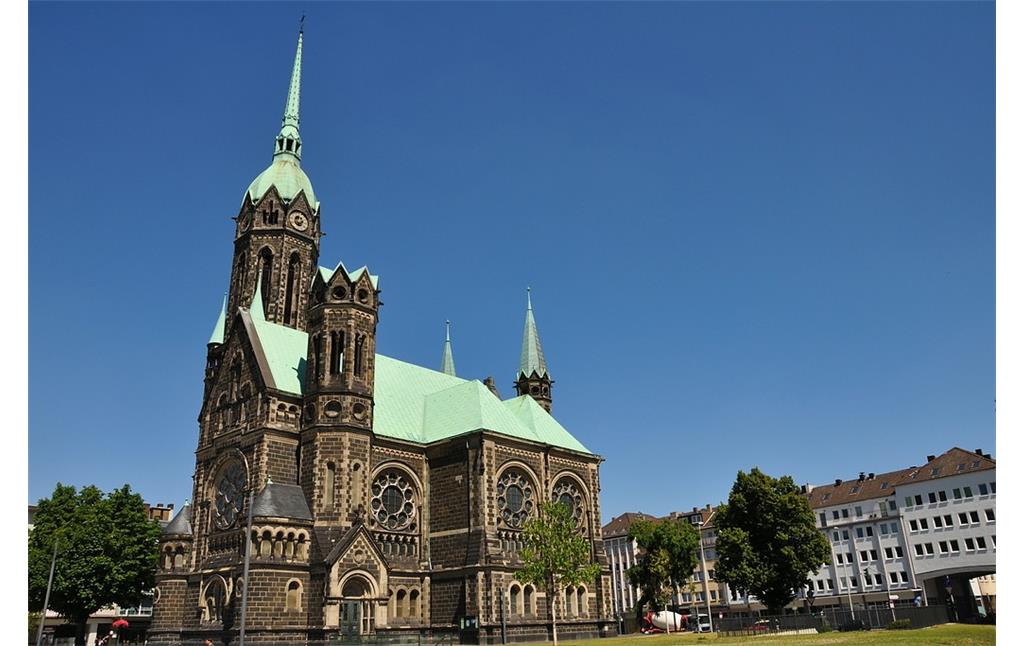 Die evangelische Hauptkirche Rheydt am Marktplatz in Mönchengladbach-Rheydt (2017).