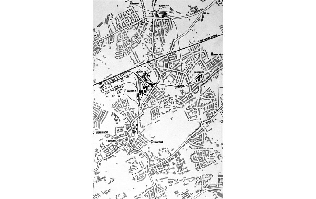 Übersichtsplan der Zollverein-Schachtanlage und deren Einbindung in die Essener Stadtteile Katernberg, Stoppenberg, Schonnebeck (1987)