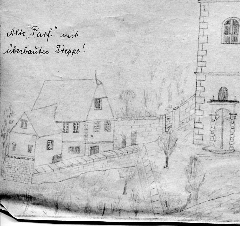 Zeichnung des Alten Pfarrhauses in Briedel (1949.