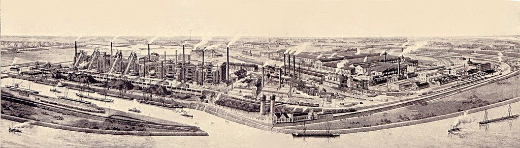 Ansicht der Kruppschen Hüttenwerke Rheinhausen vom Beginn des 20. Jahrhunderts