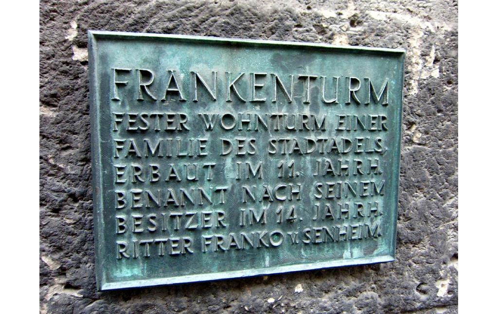 Informationstafel am mittelalterlichen Wohnturm "Frankenturm" in der Trierer Dietrichstraße (2013)