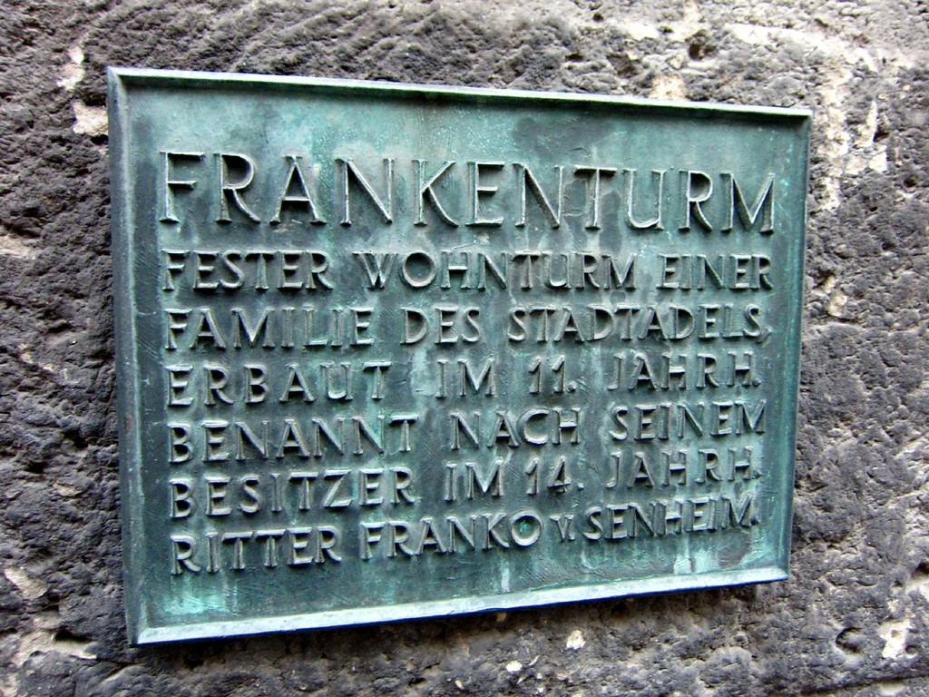 Informationstafel am mittelalterlichen Wohnturm "Frankenturm" in der Trierer Dietrichstraße (2013)