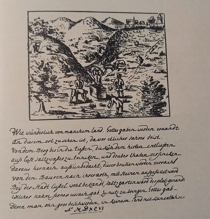 Zeichnung der Saline Diedelkopf und der Burg Lichtenberg (1596)