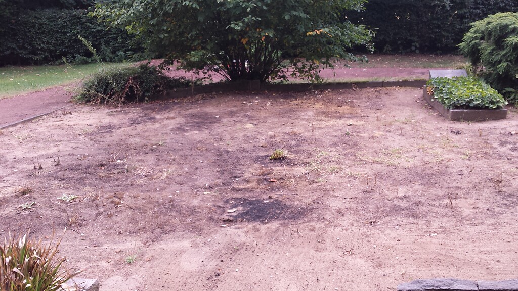 Abgeflämmte Fläche auf dem Evangelischen Friedhof am Homberg in Diersfordt (2022)
