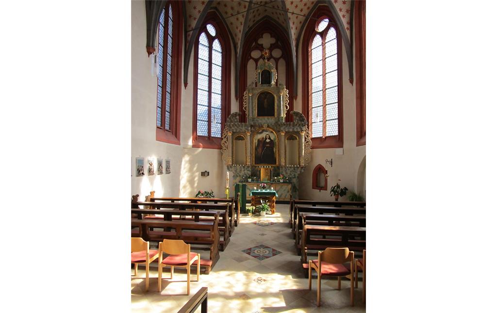 Mutter-Rosa-Kapelle in Oberwesel (2016): Der barocke Holzaltar in der Kapelle.
