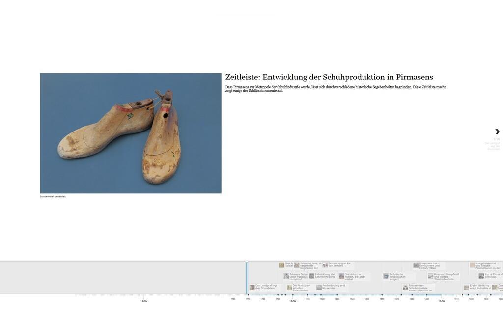 Interaktive Zeitleiste zur Entwicklung der Schuhproduktion in Pirmasens (2024)