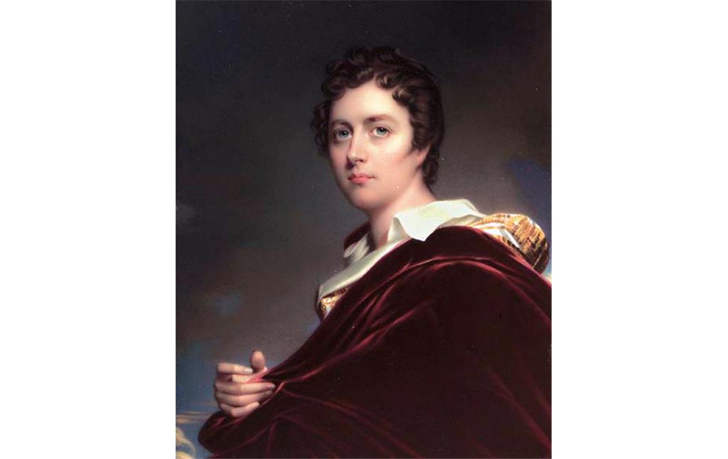 Porträt des englischen Dichters Lord Byron (George Gordon Noel Byron, 6th Baron Byron, 1788-1824) von Henry Pierce Bone (1837).