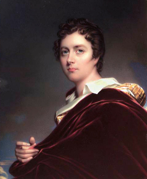 Porträt des englischen Dichters Lord Byron (George Gordon Noel Byron, 6th Baron Byron, 1788-1824) von Henry Pierce Bone (1837).