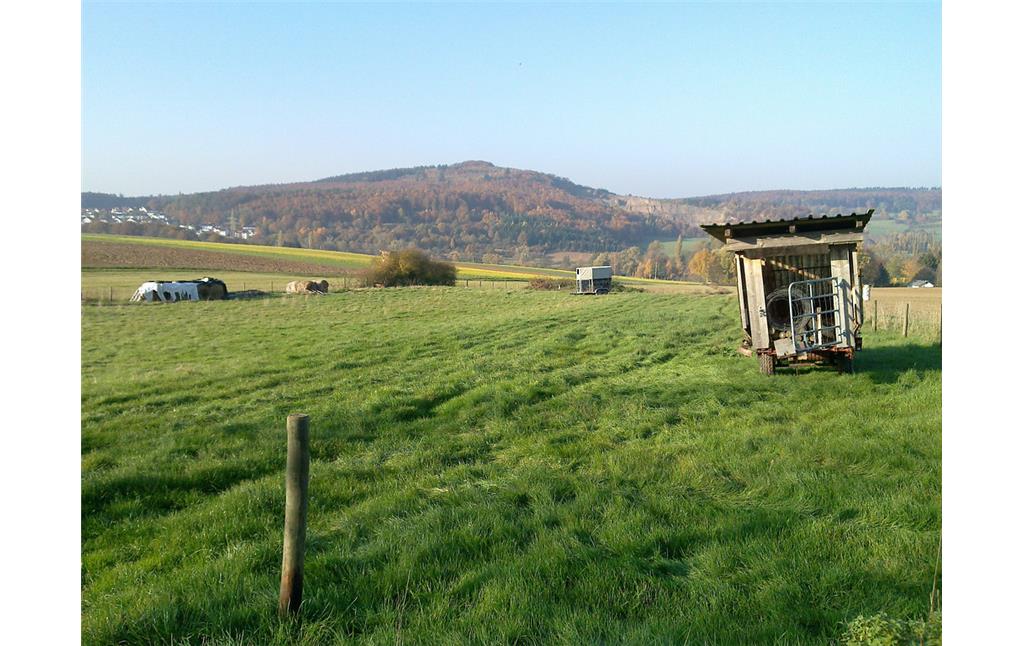 Blick von Süden auf den Totenberg im Lumdatal bei Staufenberg-Treis, Ober-Seilbach (2010).