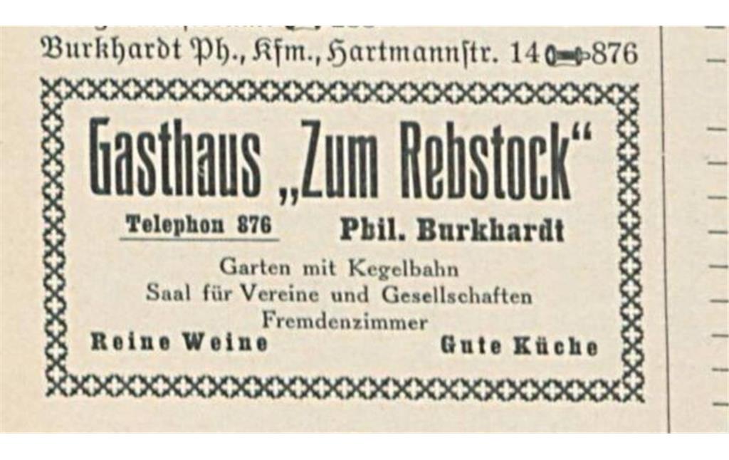 Adressbucheintrag Hartmannstraße 14 Maikammer (1914)