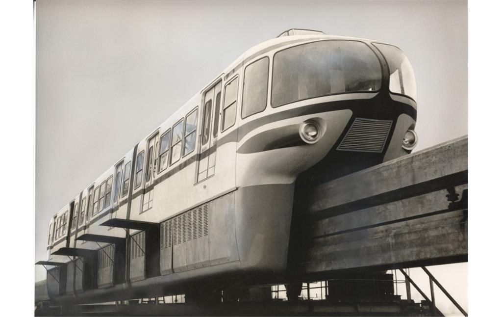 Das für die Jahrhundertausstellung in Turin entwickelte Modell "Italia 1961" der ALWEG-Bahn in Köln-Fühlingen (1960).