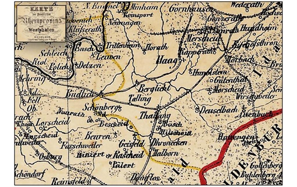 Ausschnitt aus der Karte der Preußischen Rheinprovinz und Westphalen (1859)