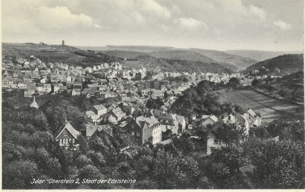 Historische Fotografie mit dem Blick den Stadtteil Idar (um 1939)