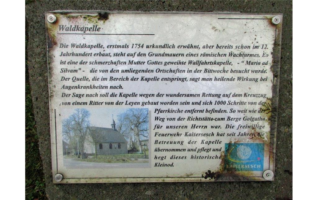 Informationstafel zur Kaisersescher Waldkapelle (2015)