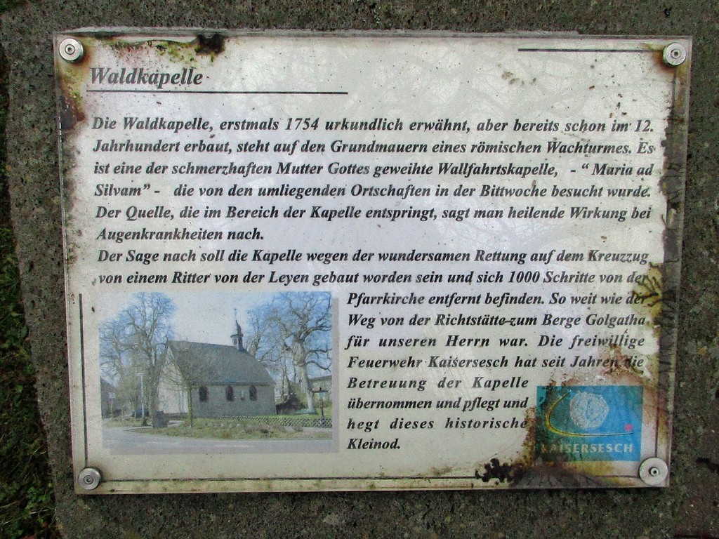 Informationstafel zur Kaisersescher Waldkapelle (2015)